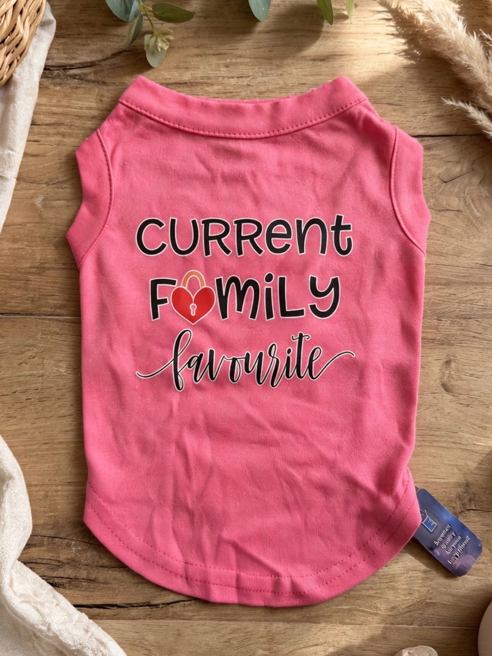 Pink "Current Family Favorite" Dog Tee
